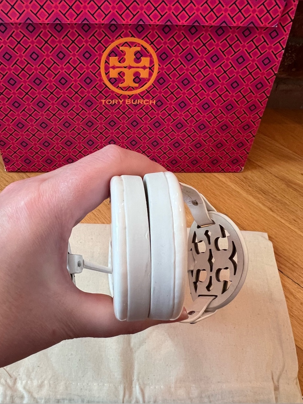 Tory Burch Bright White Patent Leather Miller Sandals - Picture 7 of 10